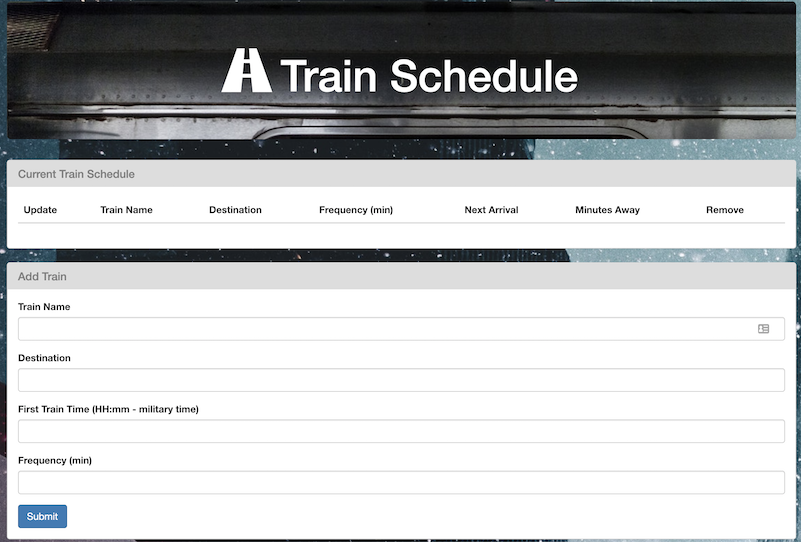 Example of the train scheduler
